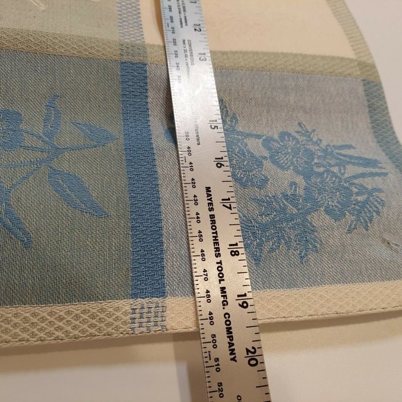 Cream Blue Green canvas floral Reversible Rectangle 19.5x13.5 Placemats Set of 4 - Picture 2 of 10